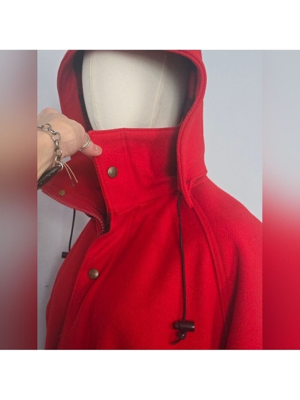 Women's WOOLRICH Vintage 100% Wool Anorak Hooded Coat - Picture 3 of 16